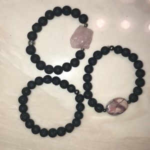 Lava stone bracelet set of 3